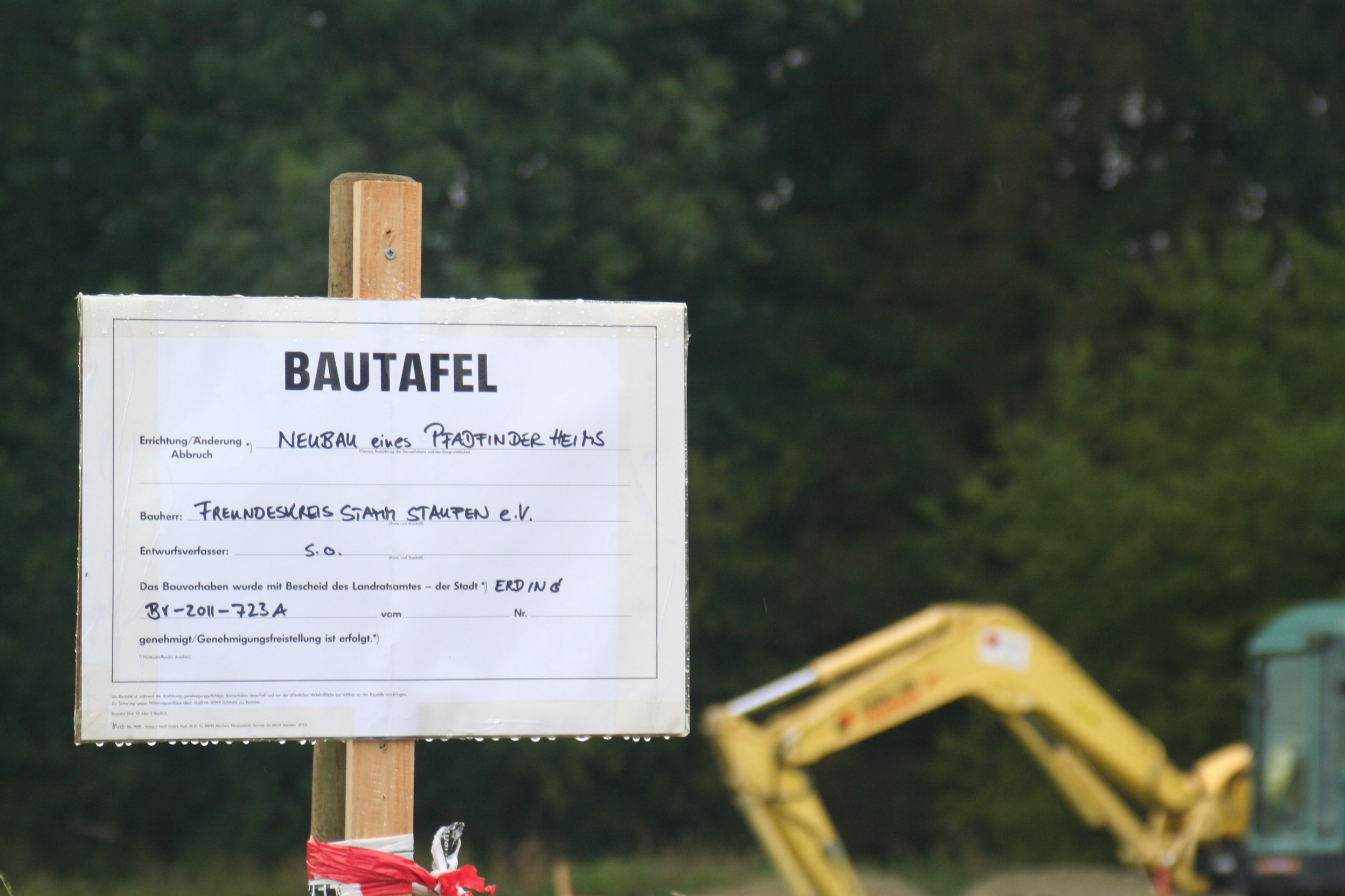 Bautafel Pfadfinderheim Erding